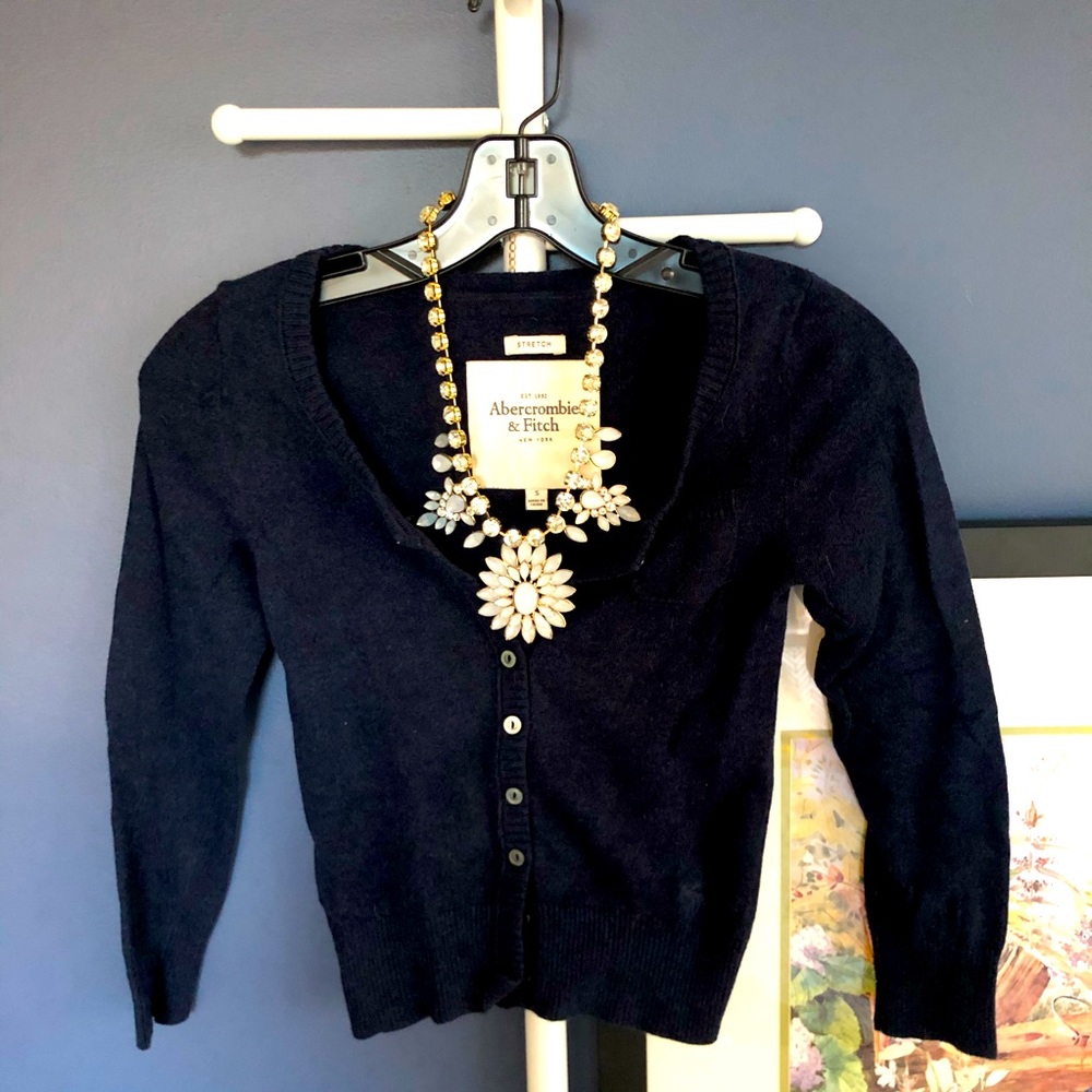 Abercrombie &Fitch Stretchy Navy Blue Cardigan